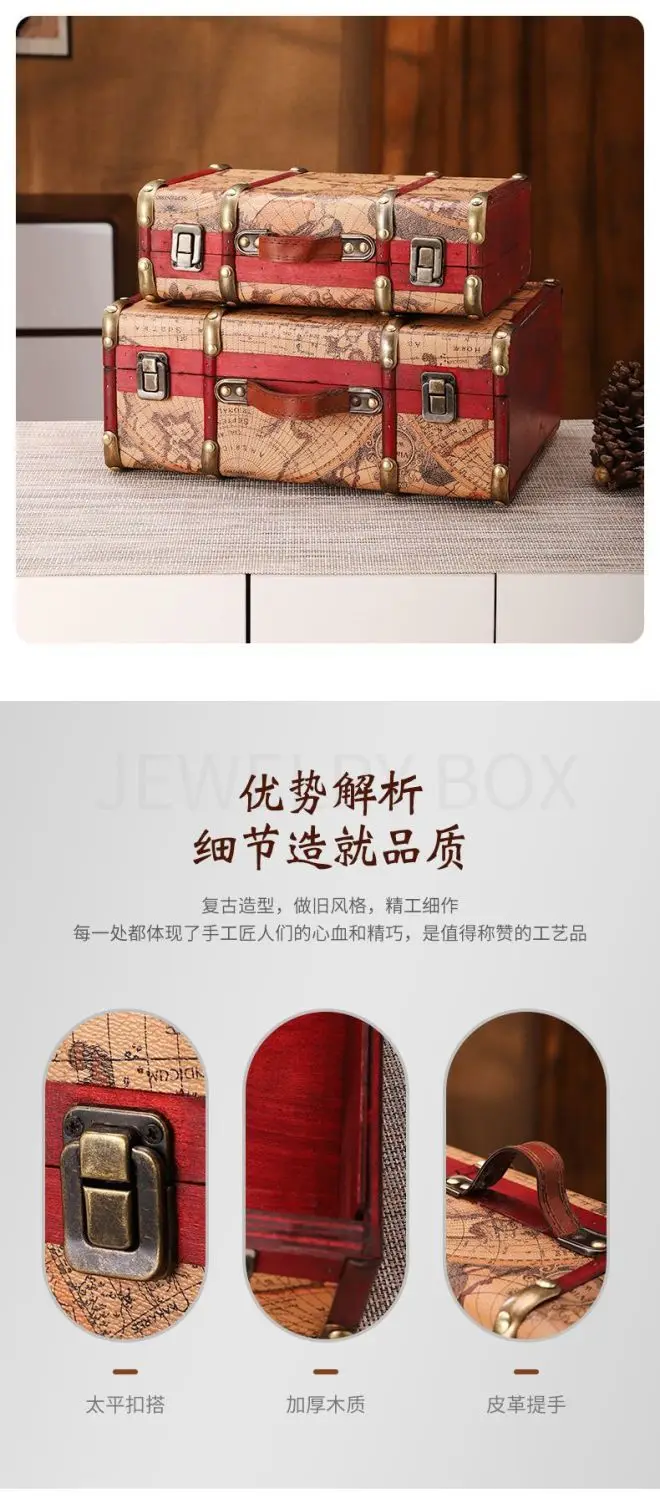 European Retro Leather Travel Suitcase Film and Television Shooting Prop Box Home Iscellaneous Storage Box