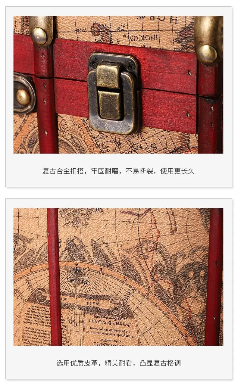 European Retro Leather Travel Suitcase Film and Television Shooting Prop Box Home Iscellaneous Storage Box