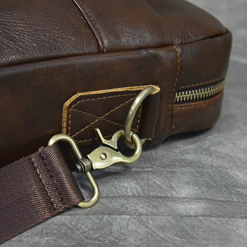 Luufan Men's Business Briefcase Fit 15" PC Genuine Leather Handbag Real Leather Male Laptop Handbag A4 Office Man Crossbody Bag