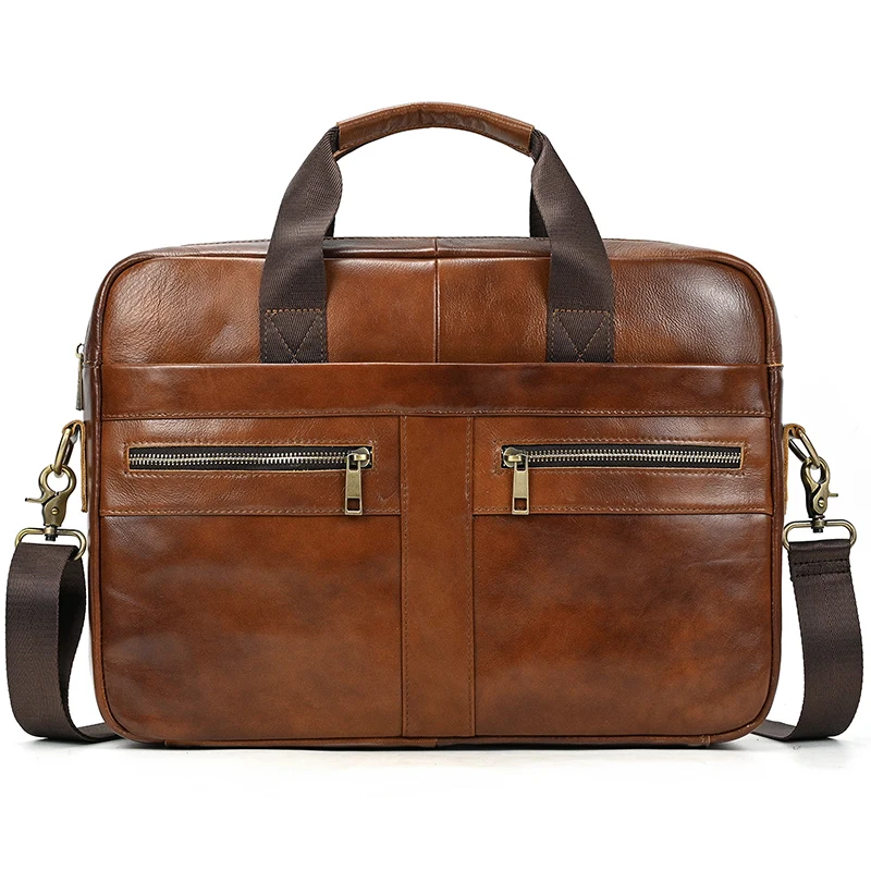 Luufan Men's Business Briefcase Fit 15" PC Genuine Leather Handbag Real Leather Male Laptop Handbag A4 Office Man Crossbody Bag