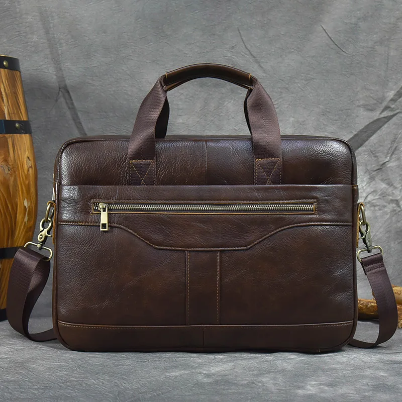 Luufan Men's Business Briefcase Fit 15" PC Genuine Leather Handbag Real Leather Male Laptop Handbag A4 Office Man Crossbody Bag
