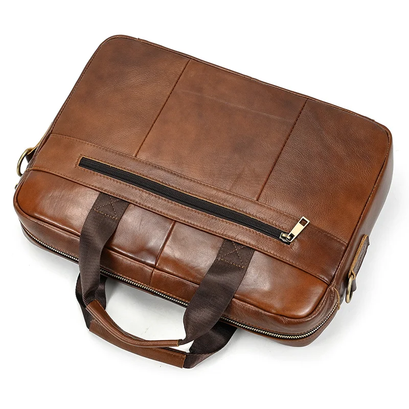 Luufan Men's Business Briefcase Fit 15" PC Genuine Leather Handbag Real Leather Male Laptop Handbag A4 Office Man Crossbody Bag