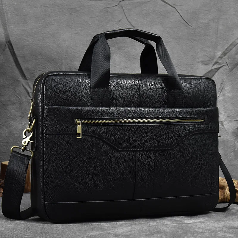 Luufan Men's Business Briefcase Fit 15" PC Genuine Leather Handbag Real Leather Male Laptop Handbag A4 Office Man Crossbody Bag