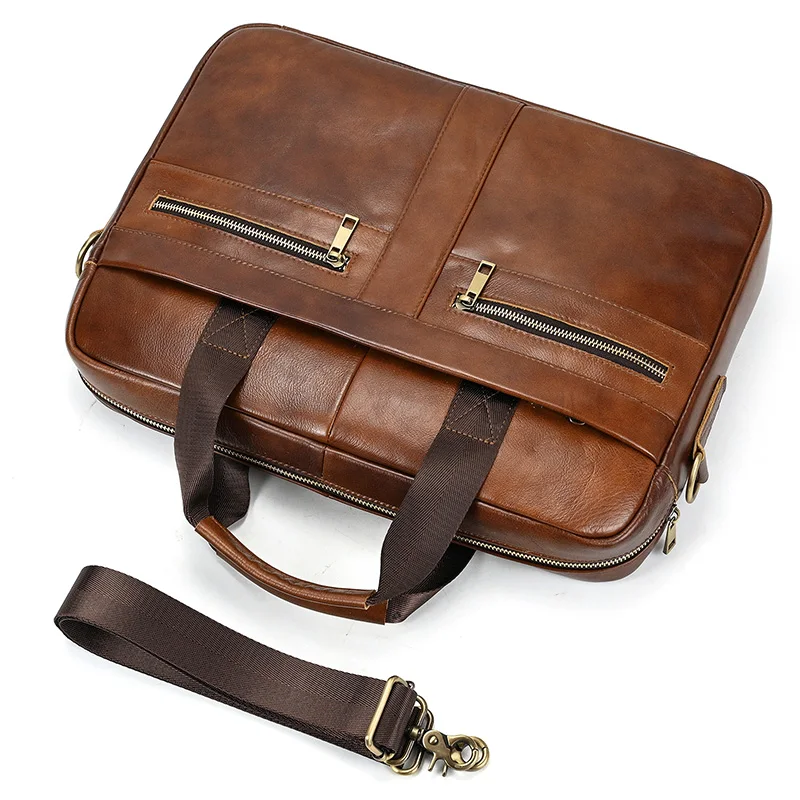 Luufan Men's Business Briefcase Fit 15" PC Genuine Leather Handbag Real Leather Male Laptop Handbag A4 Office Man Crossbody Bag