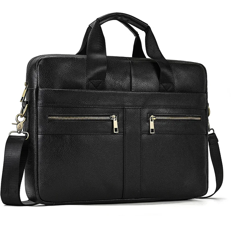 Luufan Men's Business Briefcase Fit 15" PC Genuine Leather Handbag Real Leather Male Laptop Handbag A4 Office Man Crossbody Bag