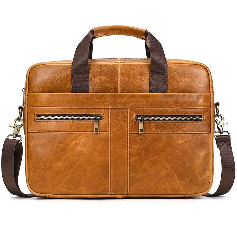 Luufan Men's Business Briefcase Fit 15" PC Genuine Leather Handbag Real Leather Male Laptop Handbag A4 Office Man Crossbody Bag