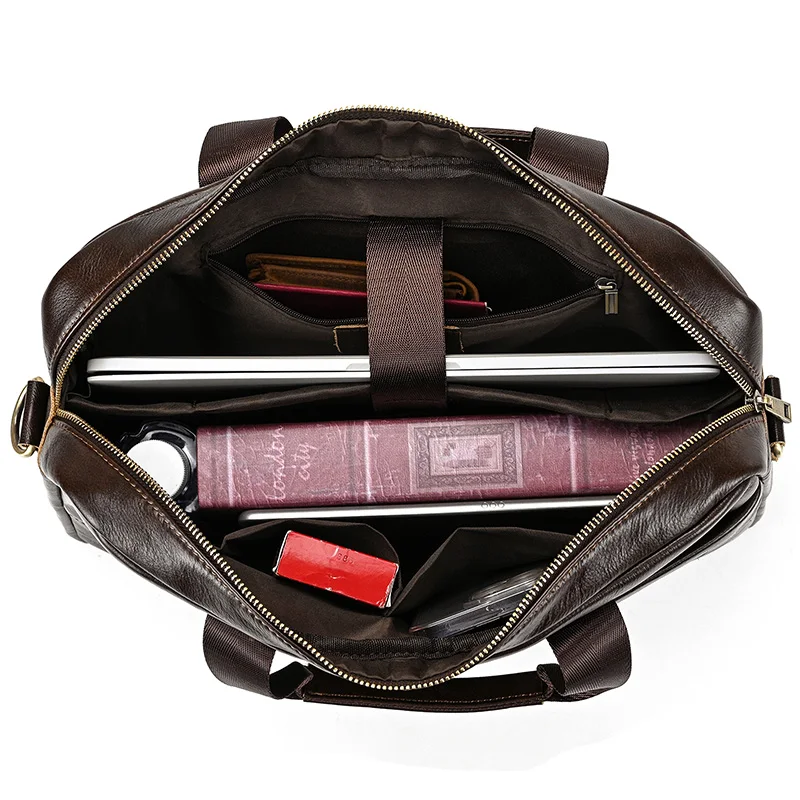 Luufan Men's Business Briefcase Fit 15" PC Genuine Leather Handbag Real Leather Male Laptop Handbag A4 Office Man Crossbody Bag