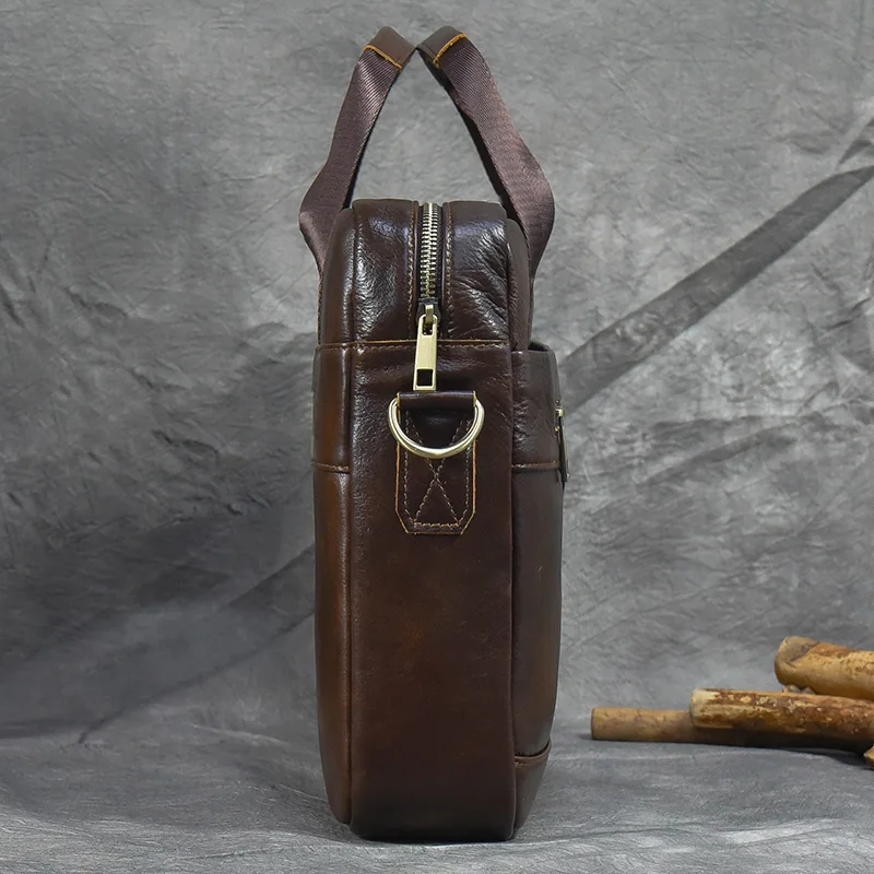 Luufan Men's Business Briefcase Fit 15" PC Genuine Leather Handbag Real Leather Male Laptop Handbag A4 Office Man Crossbody Bag