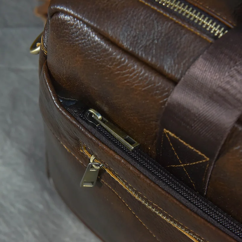 Luufan Men's Business Briefcase Fit 15" PC Genuine Leather Handbag Real Leather Male Laptop Handbag A4 Office Man Crossbody Bag