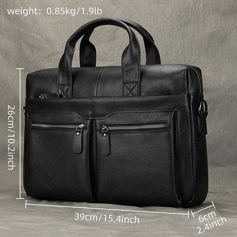 Luufan Men's Business Briefcase Fit 15" PC Genuine Leather Handbag Real Leather Male Laptop Handbag A4 Office Man Crossbody Bag