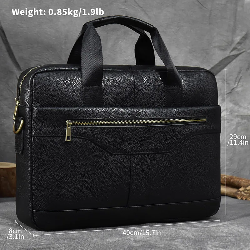 Luufan Men's Business Briefcase Fit 15" PC Genuine Leather Handbag Real Leather Male Laptop Handbag A4 Office Man Crossbody Bag