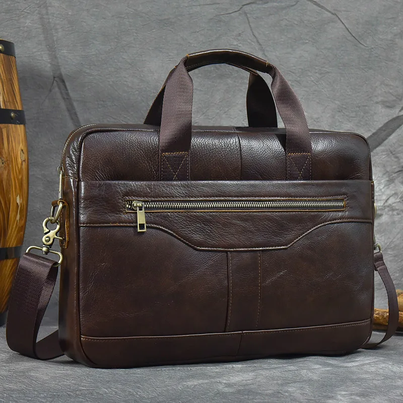Luufan Men's Business Briefcase Fit 15" PC Genuine Leather Handbag Real Leather Male Laptop Handbag A4 Office Man Crossbody Bag