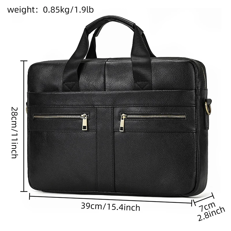 Luufan Men's Business Briefcase Fit 15" PC Genuine Leather Handbag Real Leather Male Laptop Handbag A4 Office Man Crossbody Bag