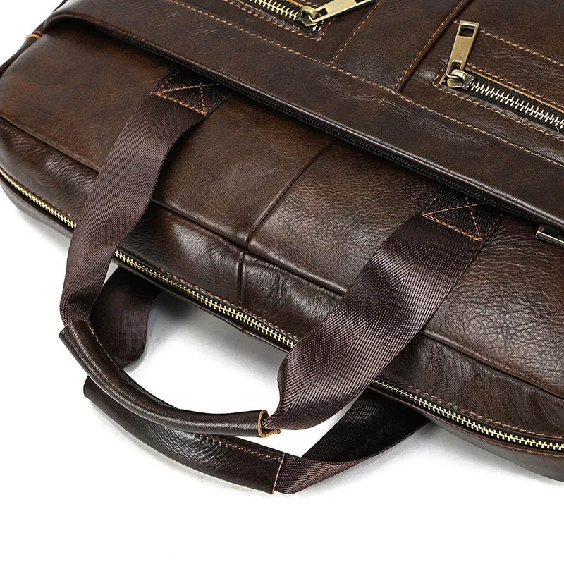Luufan Men's Business Briefcase Fit 15" PC Genuine Leather Handbag Real Leather Male Laptop Handbag A4 Office Man Crossbody Bag