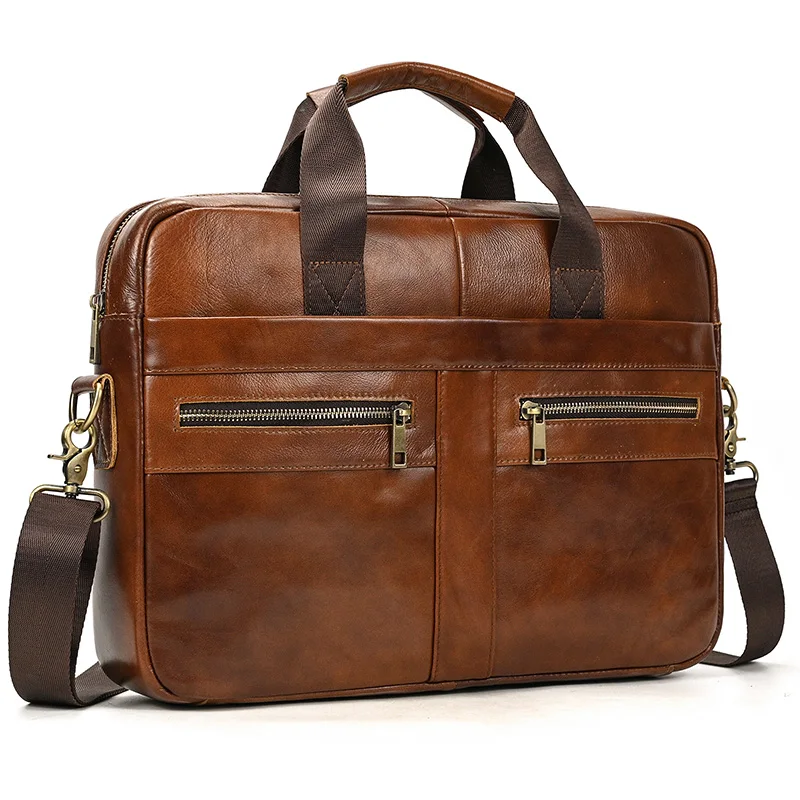 Luufan Men's Business Briefcase Fit 15" PC Genuine Leather Handbag Real Leather Male Laptop Handbag A4 Office Man Crossbody Bag