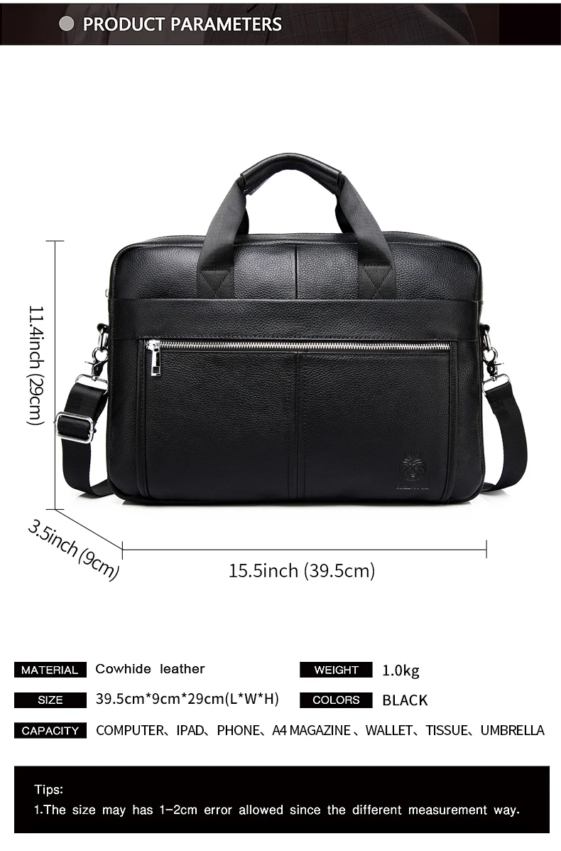SCHLATUM Genuine Leather Briefcases Hard For Men Luxury Handbags Laptop Briefcase Bags 15 Inch Office Bussiness Computer Bag