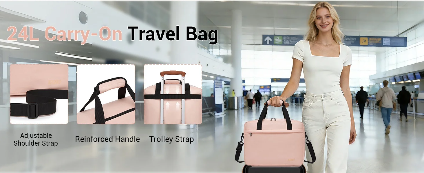 Kono Ryanair & Wizz Air Cabin Bags 40X30X20 Cm, 24L Carry on Luggage, Lightweight Weekender Travel Bags for Men and Women