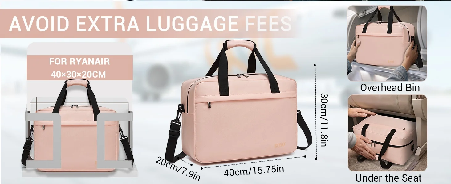 Kono Ryanair & Wizz Air Cabin Bags 40X30X20 Cm, 24L Carry on Luggage, Lightweight Weekender Travel Bags for Men and Women