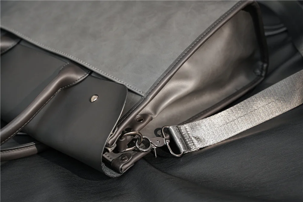 Large Capacity Men's Briefcase Vintage PU Leather Hand Bags Men Laptop Handbag With Shoulder Strap Satchels Male Crossbody Bags