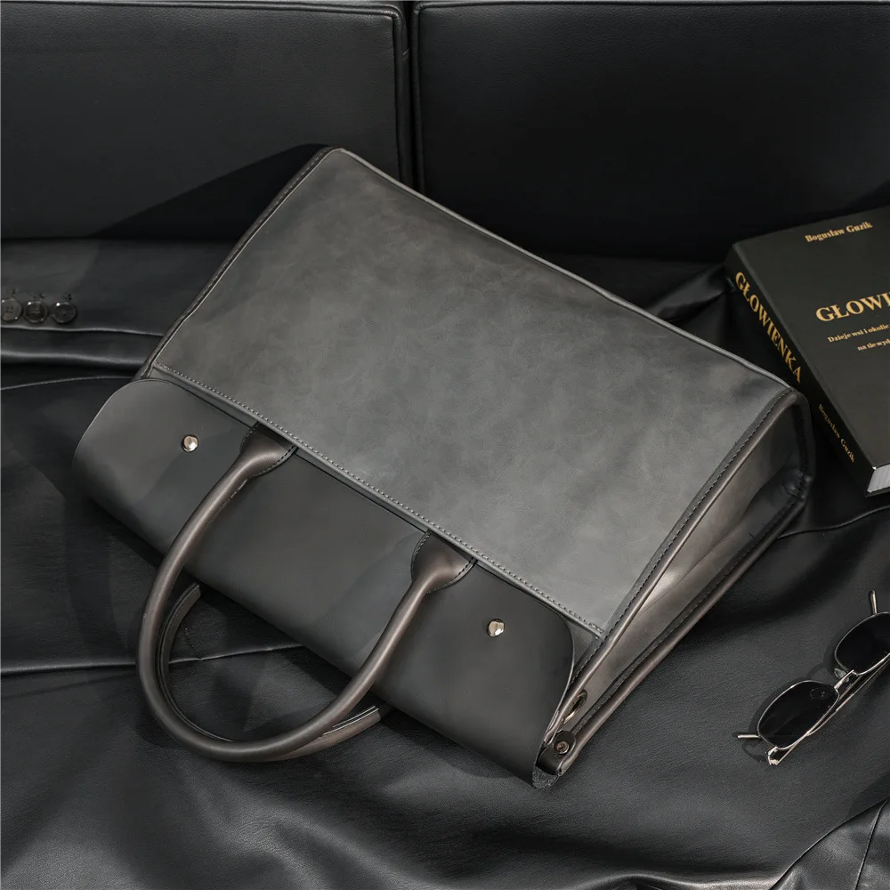 Large Capacity Men's Briefcase Vintage PU Leather Hand Bags Men Laptop Handbag With Shoulder Strap Satchels Male Crossbody Bags
