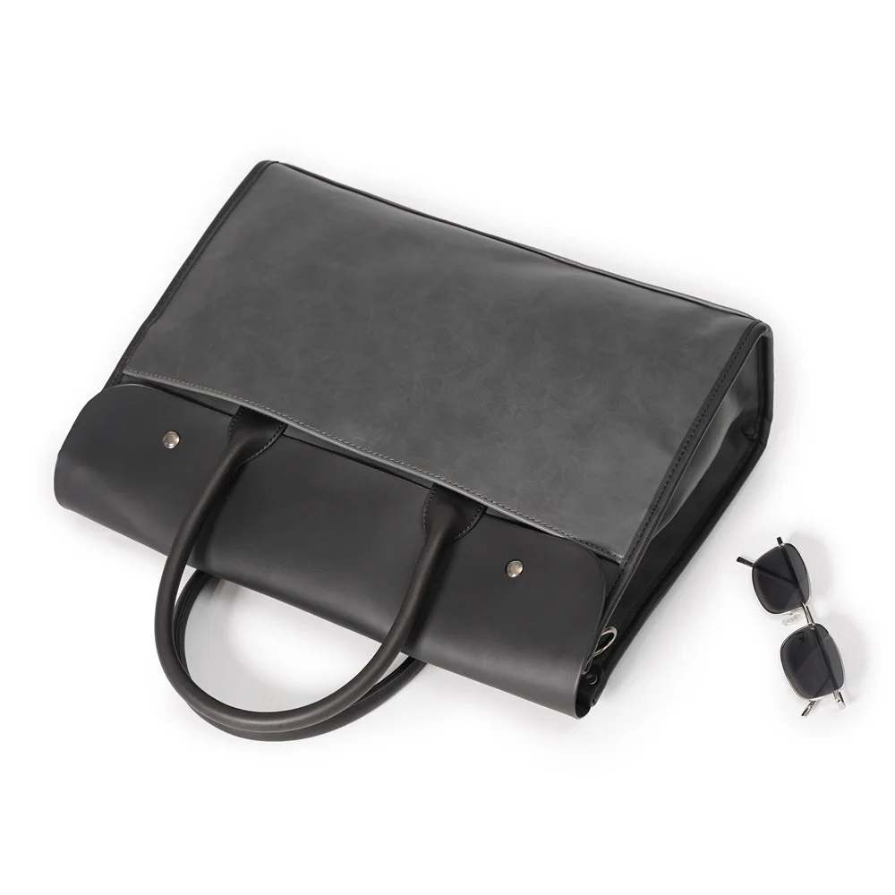 Large Capacity Men's Briefcase Vintage PU Leather Hand Bags Men Laptop Handbag With Shoulder Strap Satchels Male Crossbody Bags
