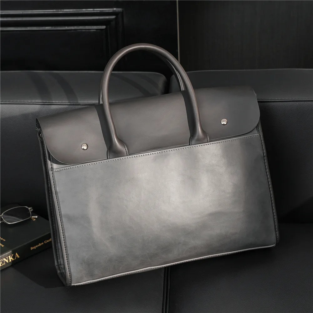 Large Capacity Men's Briefcase Vintage PU Leather Hand Bags Men Laptop Handbag With Shoulder Strap Satchels Male Crossbody Bags