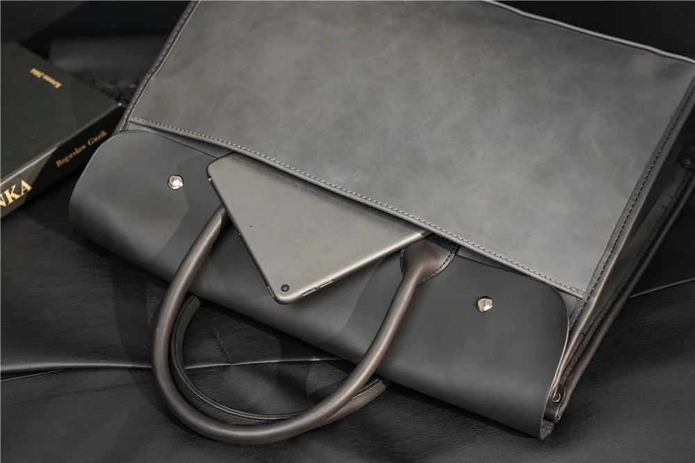Large Capacity Men's Briefcase Vintage PU Leather Hand Bags Men Laptop Handbag With Shoulder Strap Satchels Male Crossbody Bags