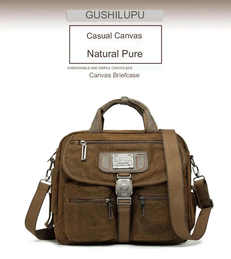 Retro Canvas Messenger Bags Multifunction Men Shoulder Briefcase Leisure Travel Handbag Toolkit Vintage Package Mallet