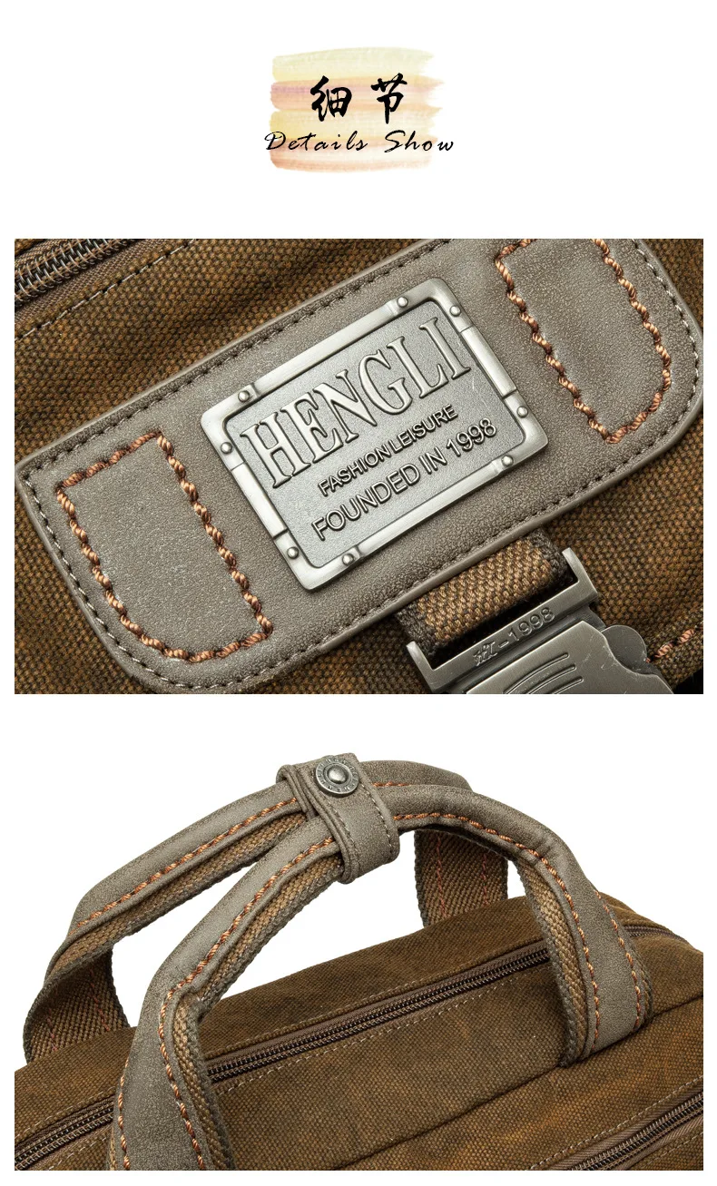 Retro Canvas Messenger Bags Multifunction Men Shoulder Briefcase Leisure Travel Handbag Toolkit Vintage Package Mallet