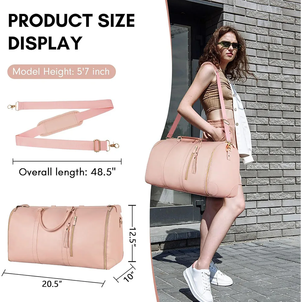 Garment Duffle Bags for Travel Luggage Bag for Women Foldable Multi-Function Storage Bag with Shoe Pouch 2 in 1 Hanging Suitcase