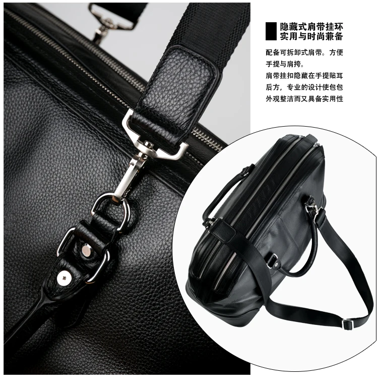 Luxury Men Genuine Leather Travel Bag Luggage Bag Men Leather Duffle Bags Weekend Shoulder Bag Overnight Male Tote Black