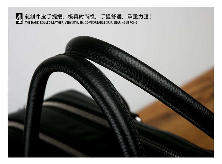 Luxury Men Genuine Leather Travel Bag Luggage Bag Men Leather Duffle Bags Weekend Shoulder Bag Overnight Male Tote Black