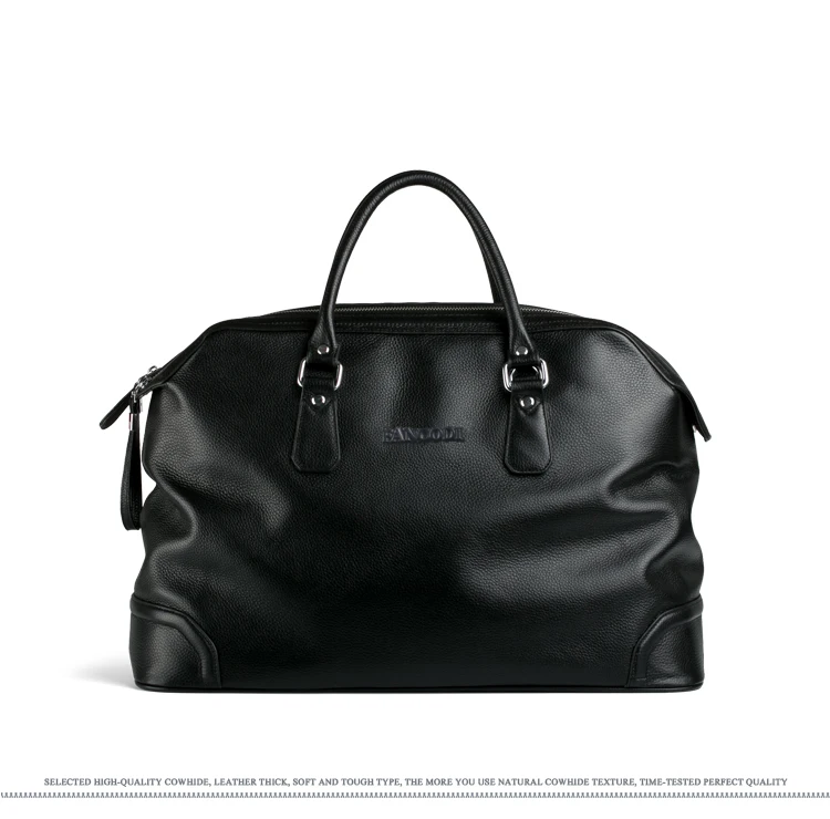 Luxury Men Genuine Leather Travel Bag Luggage Bag Men Leather Duffle Bags Weekend Shoulder Bag Overnight Male Tote Black
