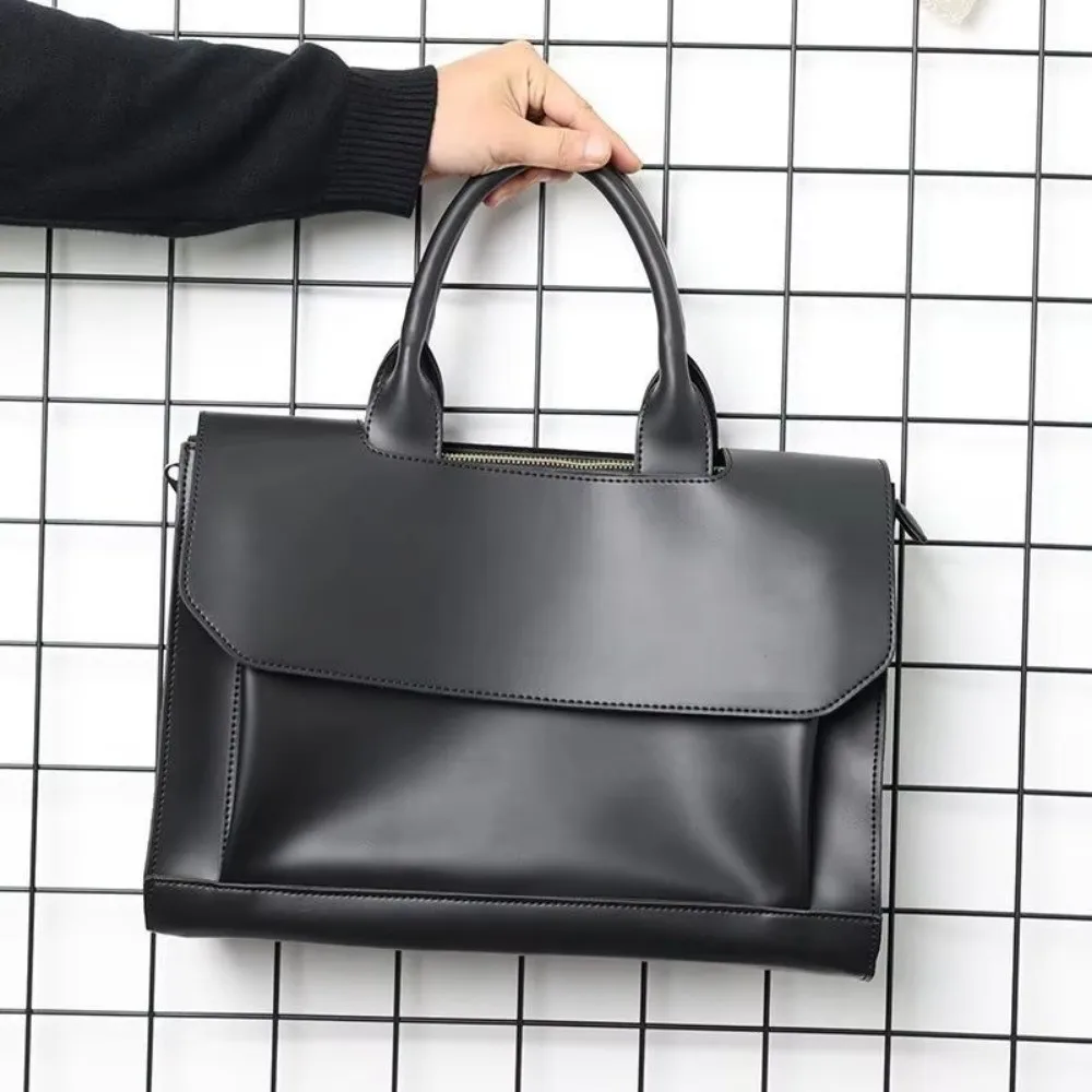 Simple PU Leather Men's Briefcase Handheld Business Shoulder Bag Large Capacity Computer Bag Men Messenger Bags