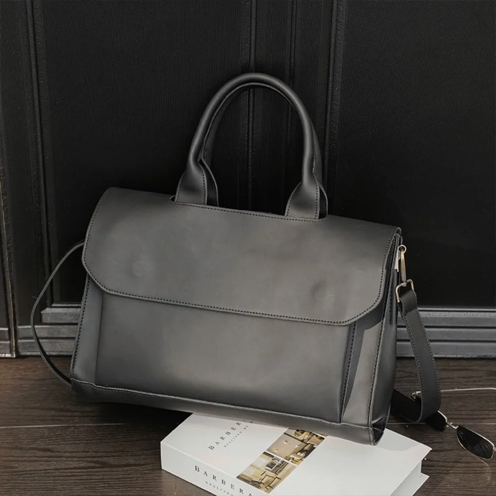 Simple PU Leather Men's Briefcase Handheld Business Shoulder Bag Large Capacity Computer Bag Men Messenger Bags