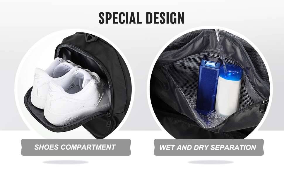 Sports Gym Bag Travel Duffel Bag with Wet Pocket & Shoes Compartment for Men Women Waterproof Large Weekender Overnight Backpack