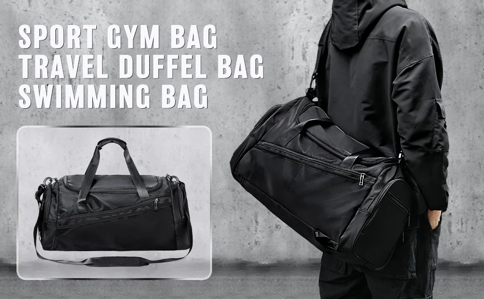 Sports Gym Bag Travel Duffel Bag with Wet Pocket & Shoes Compartment for Men Women Waterproof Large Weekender Overnight Backpack