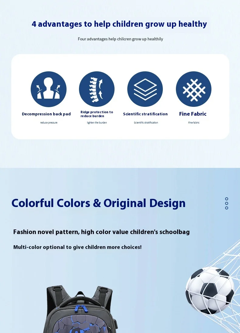 Boys Black Football Backpacks Hard Shell Orthopedic Middle School Student Book Bags USB Charge Multifunctional Bagpack