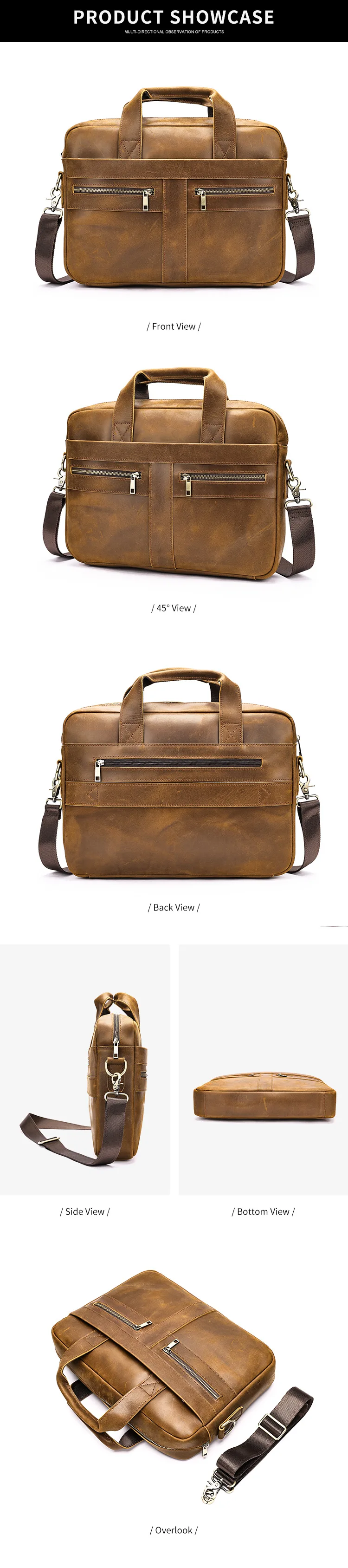 Genuine leather men's briefcase for business travel, top-layer cowhide handbag for lawyers, laptop bag, business handbag for men