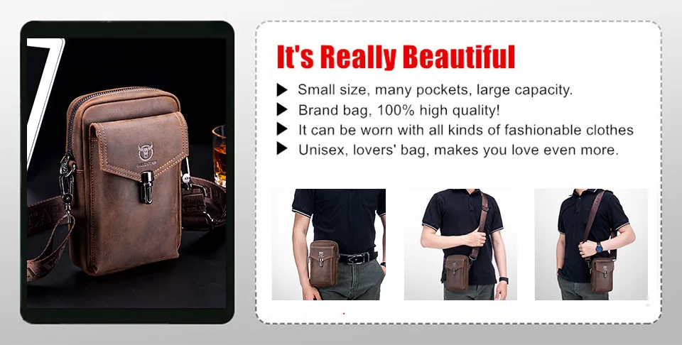 BULLCAPTAIN Men's Real Leather Briefcase 14 Inch Laptop Sleeve ,Casual Shoulder Messenger Bag, Tote, Work, Office, 042