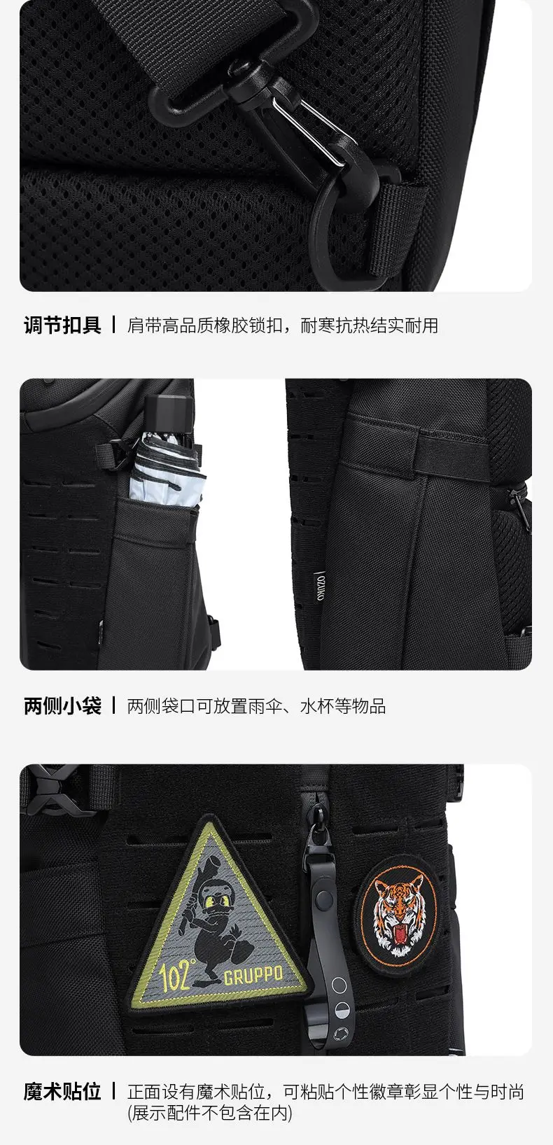 Ozuko Chest Bag Cross Bag Men Waterproof USB Man Crossbody Bag Anti-Theft Short Travel Messenger Sling Fashion Designer