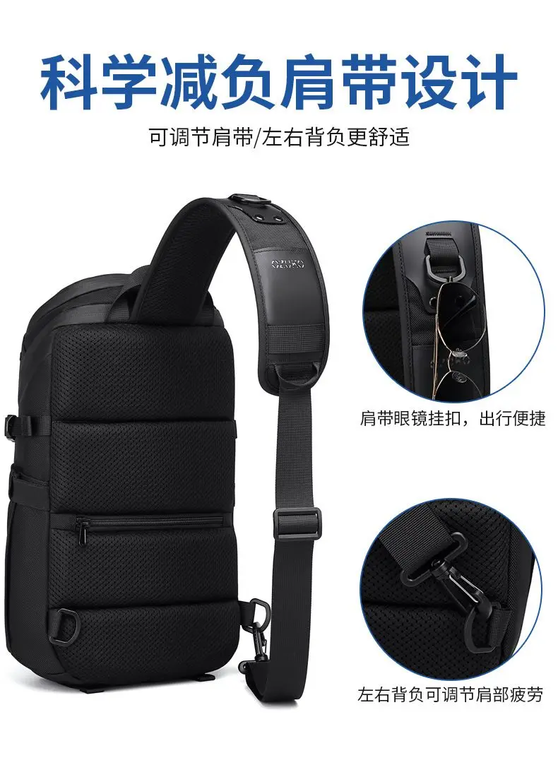 Ozuko Chest Bag Cross Bag Men Waterproof USB Man Crossbody Bag Anti-Theft Short Travel Messenger Sling Fashion Designer