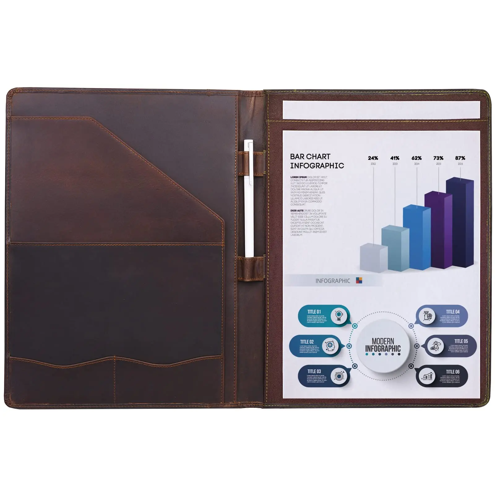 Vintage Genuine Leather Notepad Clipboard A4 Folder Legal Pad iPad 10.5" Tablet Case 33.5x25.4x3cm 0.8kg