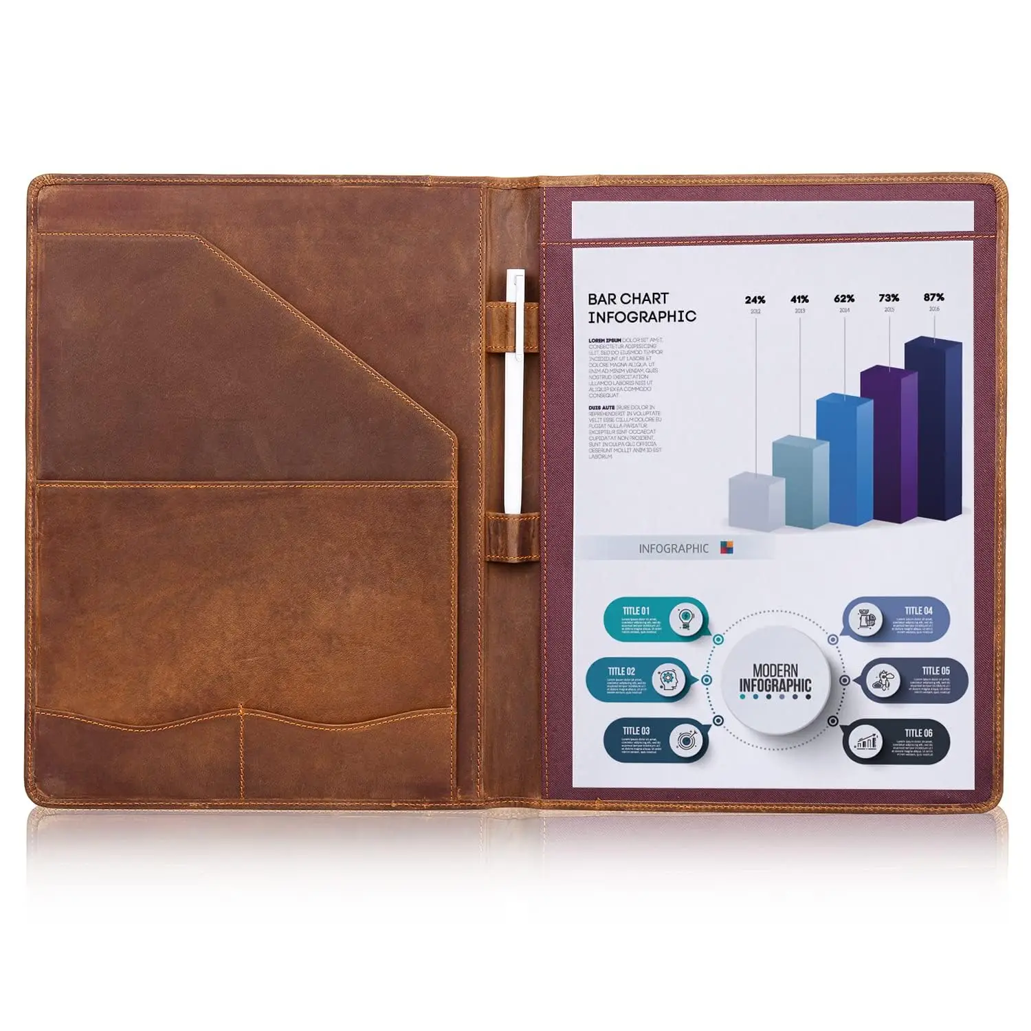 Vintage Genuine Leather Notepad Clipboard A4 Folder Legal Pad iPad 10.5" Tablet Case 33.5x25.4x3cm 0.8kg