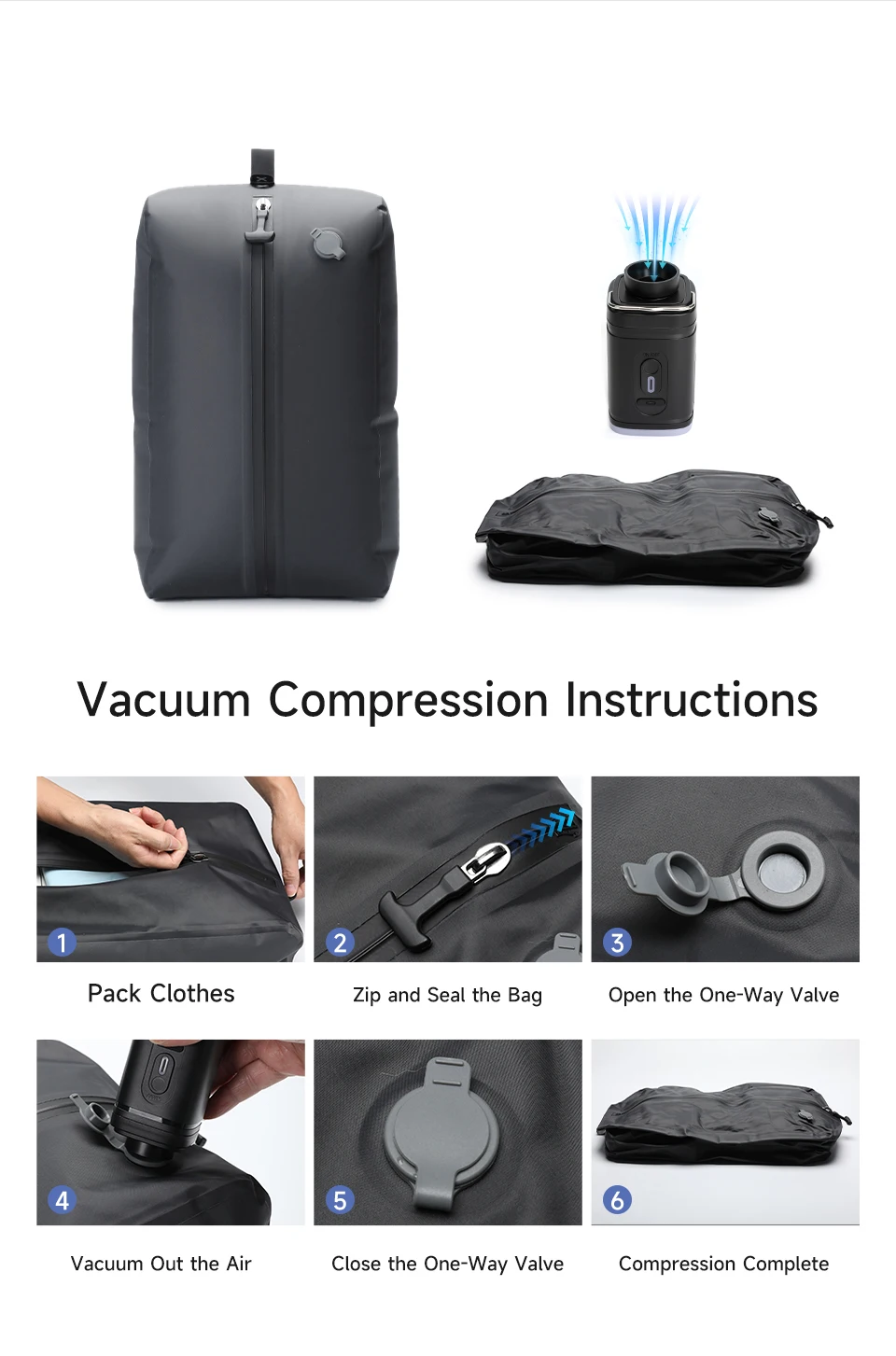 Tigernu Vacuum Compression Bags With Pump Separate Vacuum Pack Travel Portable Bag Waterproof TPU Luggage Packaging Portion Bags
