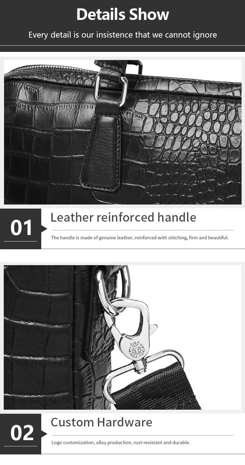 SCHLATUM Genuine Leather Crocodile Grain Briefcases Hard For Men 15.6 Inch Laptop Briefcase Bags Computer Bag Luxury Handbags