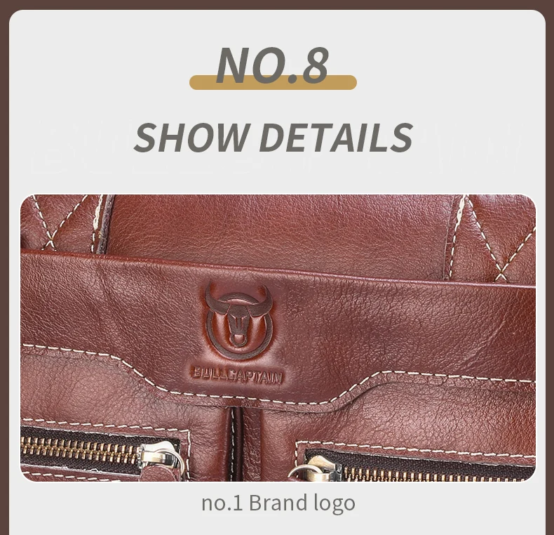 BULLCAPTAIN Briefcase Shoulder Bag Men's Genuine Leather 14 Inch Laptop Handbag Office Business Men's Fashion Simple Briefcase