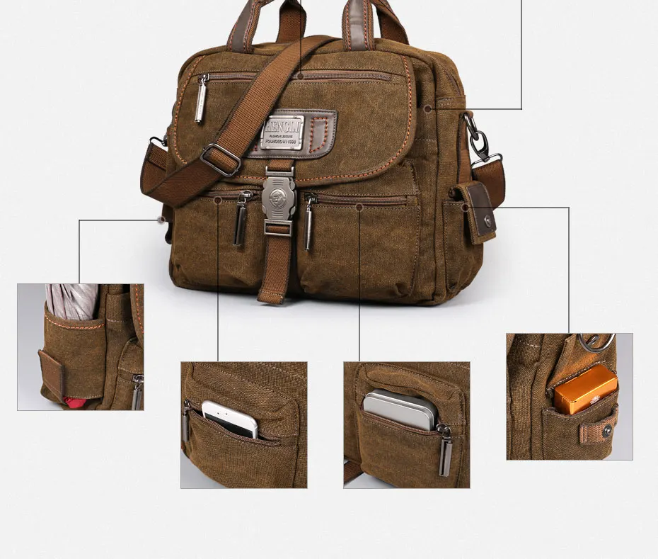 2022 Ruil Retro Canvas Messenger Bags Multifunction Men Shoulder Briefcase Leisure Travel Handbag Toolkit Vintage Package Mallet