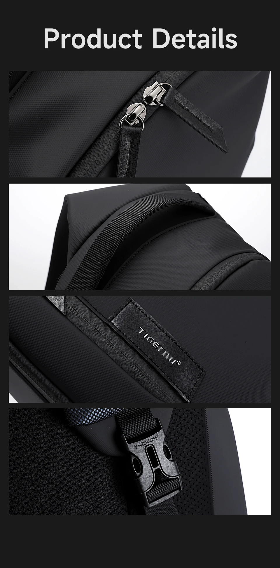 Tigernu Fashion Men's Shoulder Bag Travel Chest Bags for Men Water-Resistant Sling Bag Cross Bag Large Capacity 11 Inch IPad Bag