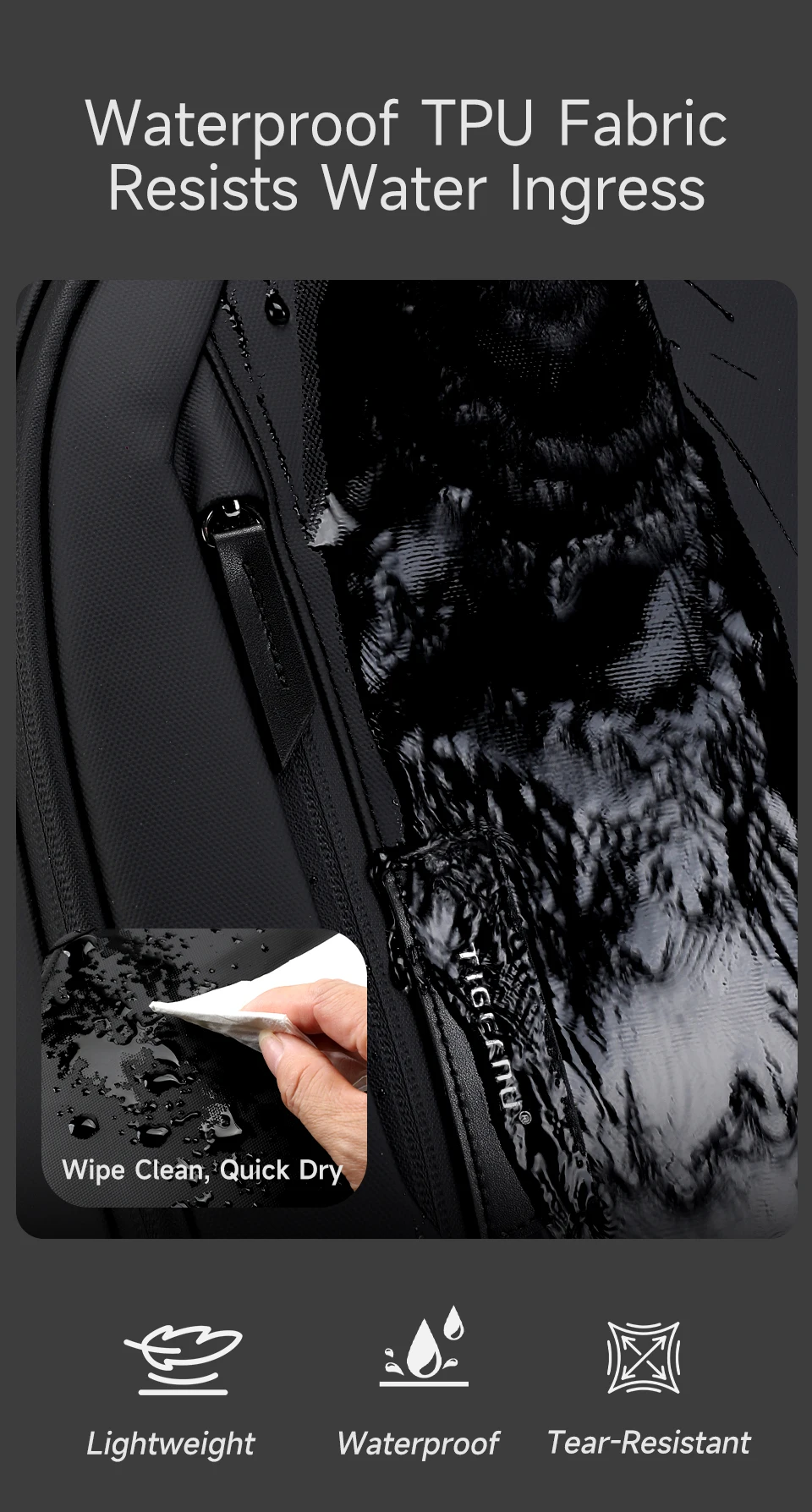 Tigernu Fashion Men's Shoulder Bag Travel Chest Bags for Men Water-Resistant Sling Bag Cross Bag Large Capacity 11 Inch IPad Bag